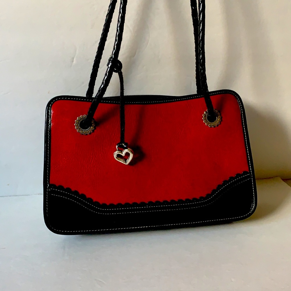 Vintage Brighton Handbag, Red and Black, with cover bag, makers tags